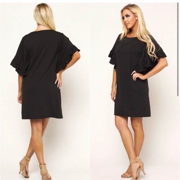 Womens black semi casual dress - Picture 3 of 4